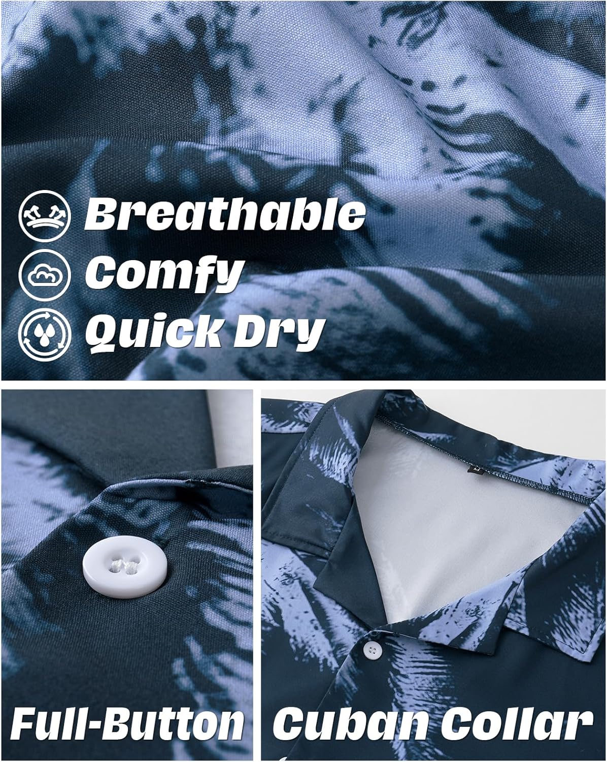 HMIYA Herren Hawaiihemden Kurzarm Button-Up Hemd Herren S-3XL