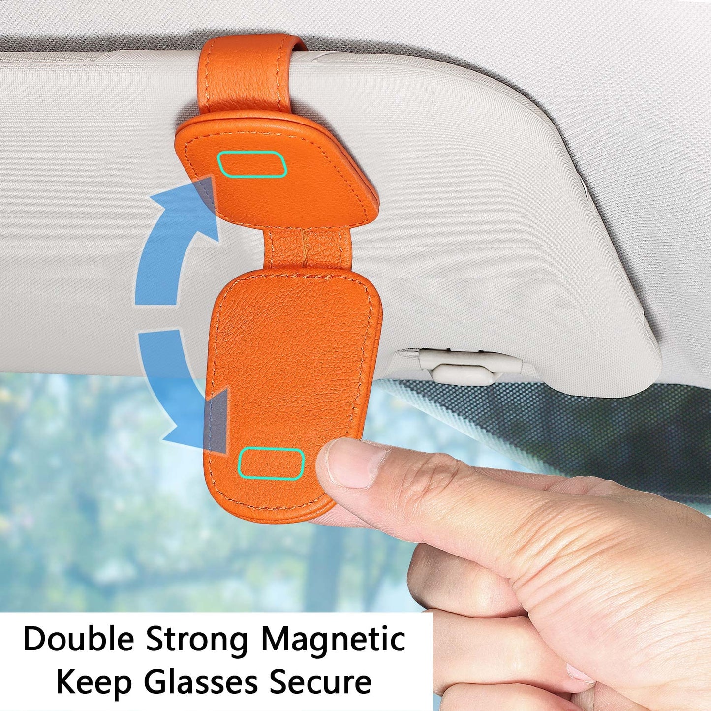 2 Packs Sunglasses Holder for Car Visor, Genuine Leather Car Sunglass Holder, Glasses Clip for Cars,Auto Interior Accessories Universal for SUV Pickup Truck (Black-(2 Pcs)