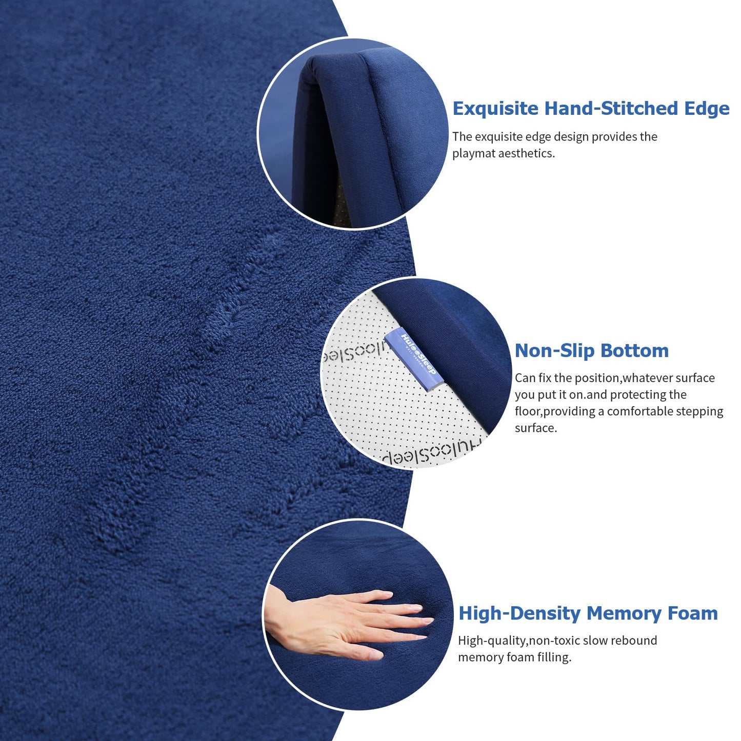 Huloo Sleep Ultra Soft Baby Spielmatte für den Boden, 3,3 cm dicke Elasti-Foam 127x127 cm Laufgittermatte für Kleinkinder, rutschfeste Rückseite, sicher zum Krabbeln und für die Bauchlage, Tatami-Stil (Dunkelgrau)