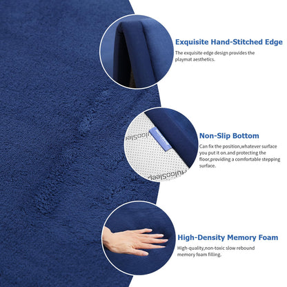 Huloo Sleep Ultra Soft Baby Spielmatte für den Boden, 3,3 cm dicke Elasti-Foam 127x127 cm Laufgittermatte für Kleinkinder, rutschfeste Rückseite, sicher zum Krabbeln und für die Bauchlage, Tatami-Stil (Dunkelgrau)