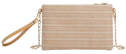 Beurlike Strohkupplung Geldbörsen für Frauen Strand Handgelenktasche Kleine Umhängetasche für Mädchen (Natur)