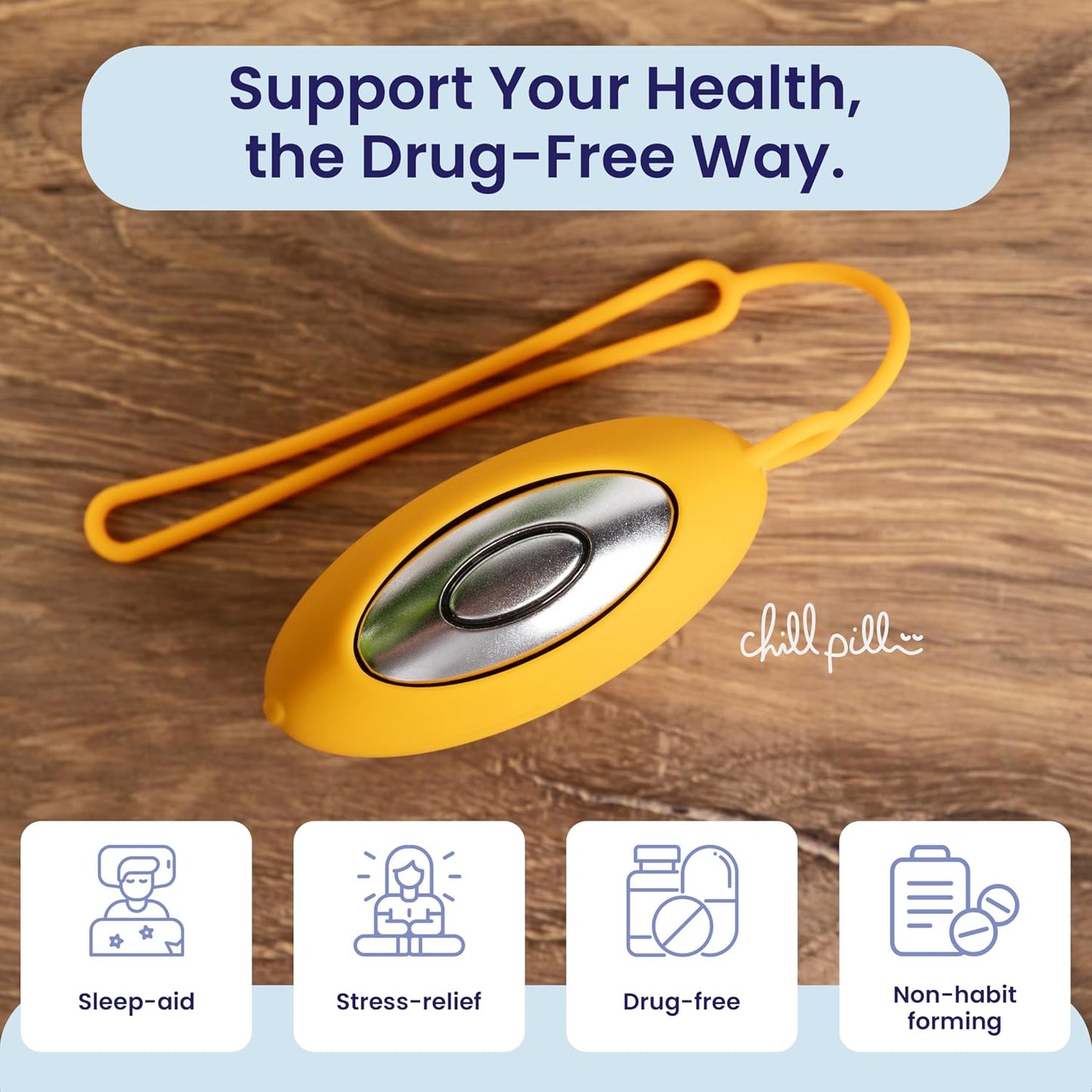 The Chill Pill Plus Sleep Aid Device with Heat, Compact Sleep Device with Targeted Pressure Point Therapy for Stress Relief, Panic Attacks, and Agitation - Heated Chill Pill Device by Mend Your Mental