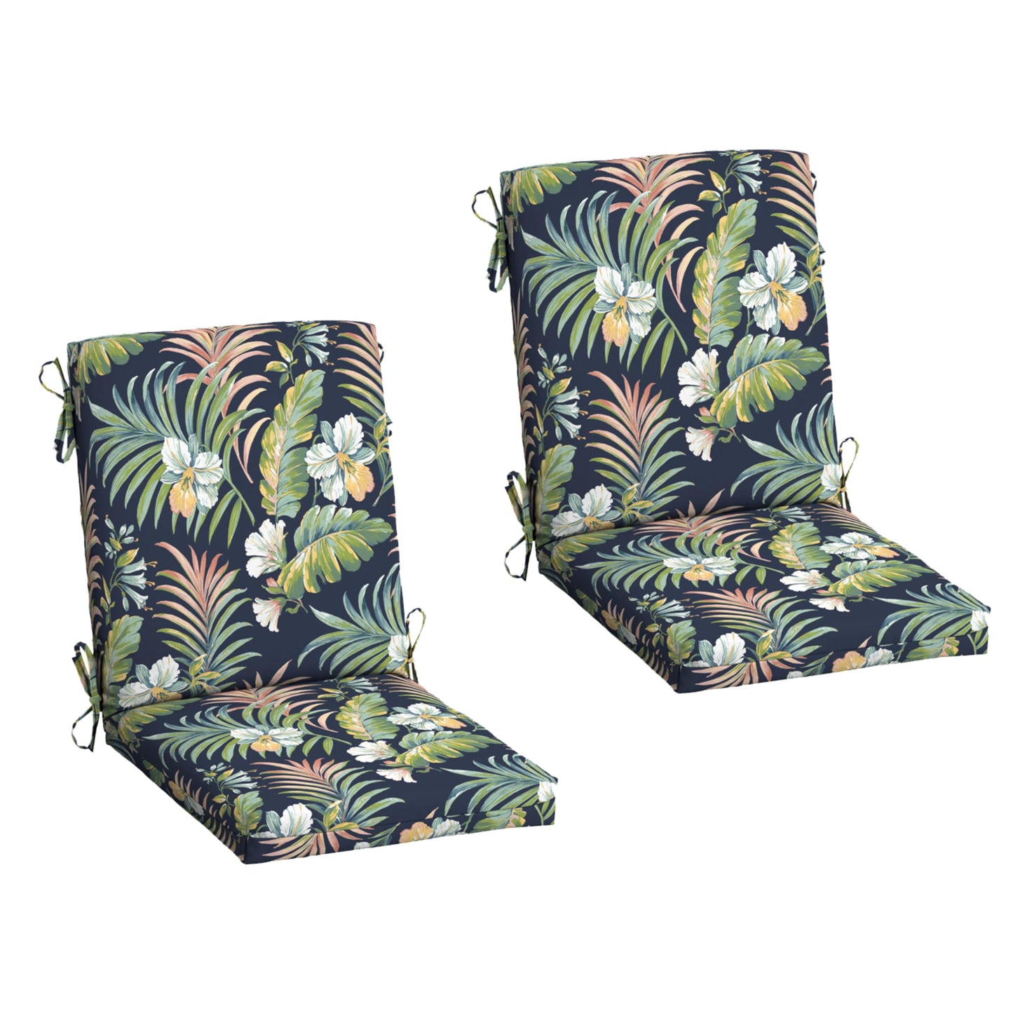 Arden 2-Pack Outdoor Patio Dining Chair Cushion, 20x44, Rain-Proof Seat Pad, Fade-Resistant Outdoor Cushion Black Cabana Stripe