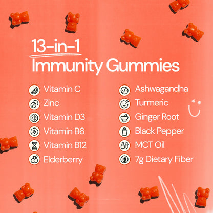 Grüns 3 x 28 Pack Immun Sugar Free Immunity Gummies with Vitamin C, Zinc, MCT Oil, & Turmeric - Daily Immune Support Supplement for Adults - Sour Pineapple Flavor (28 Count) (Pack of 3)
