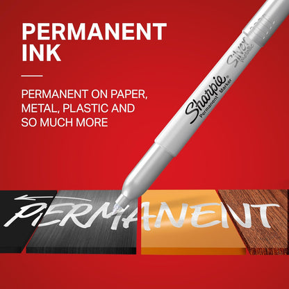 Sharpie Metallic Permanentmarker, Feine Spitze, Silber, 2 Stück
