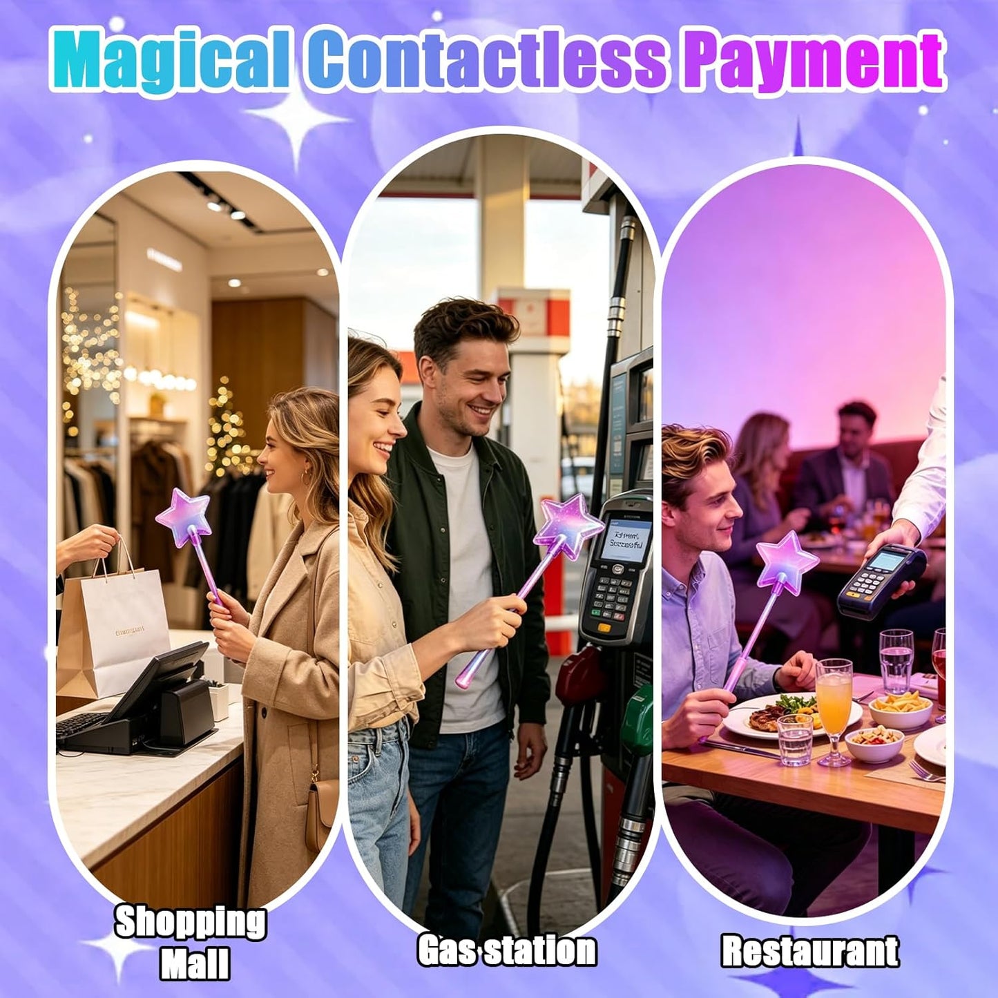 Credit Card Wand, Tap to Pay Wand, Magic Wand Credit Card Holder, Fairy Pay Wand - 3D Printed Contactless Payment Card Holder, Star Magic Fairy Wand for Easy NFC Checkout Debit & Credit Card Accessory-5