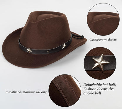 Cowboyhut für Jungen Mädchen Western Filzhut Fedora für Kinder 3-6 Jahre