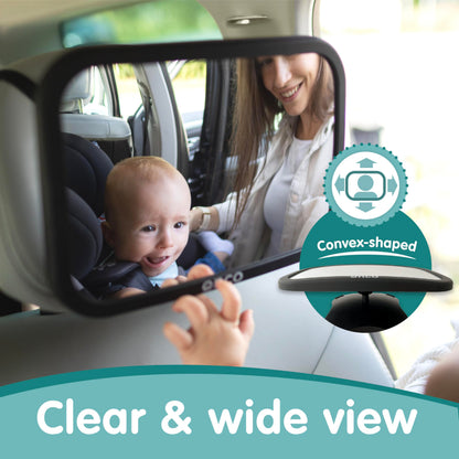 Onco Baby-Autospiegel für nach hinten gerichtete Kindersitze (2 Stück) – 100 % bruchsicher & rüttelfest, preisgekrönter konvexer Autospiegel für Babys mit 360°-Drehung, Neugeborenen-Essentials (24,4 x 17,5 cm)