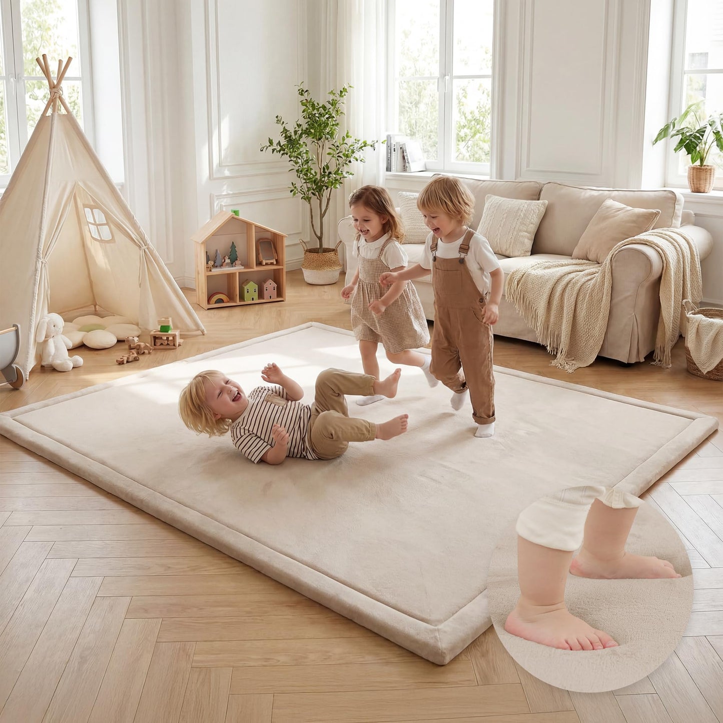 Beige118"×79"×1.3"