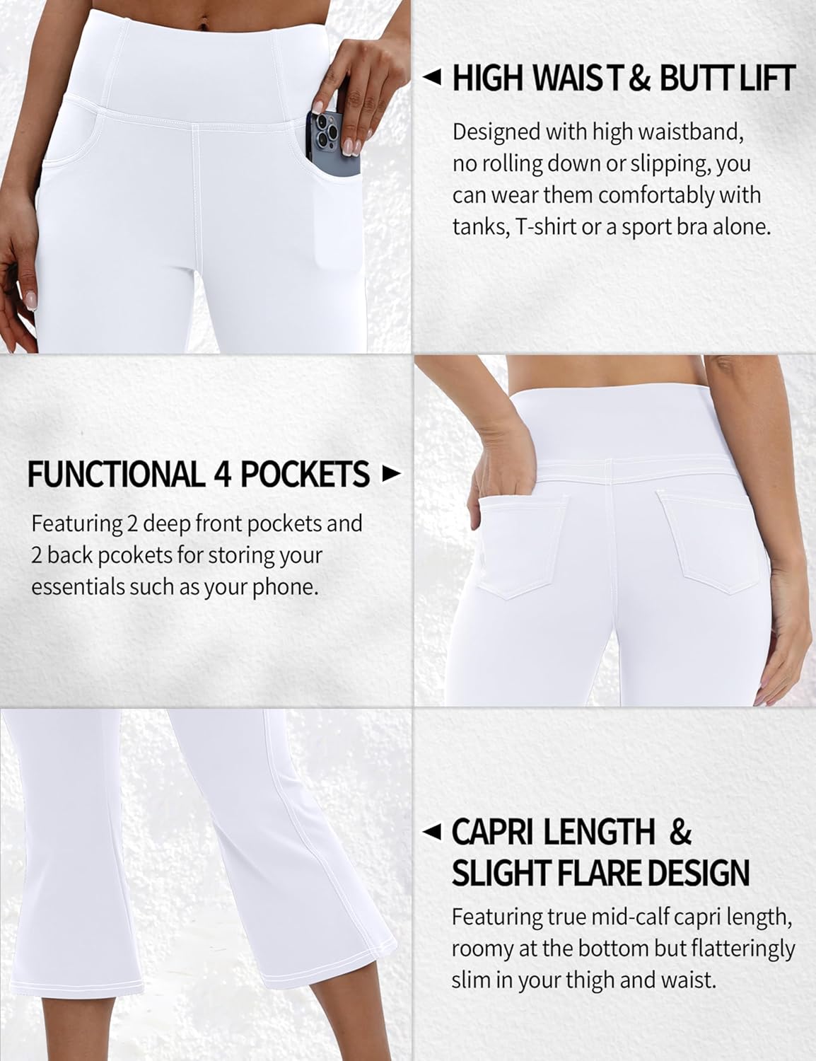 VOOVEEYA Lässige Bootcut Yoga-Hose für Damen, 4 Taschen – Schlagleggings, High Waist, Bauchkontrolle, Bootleg-Arbeitshose