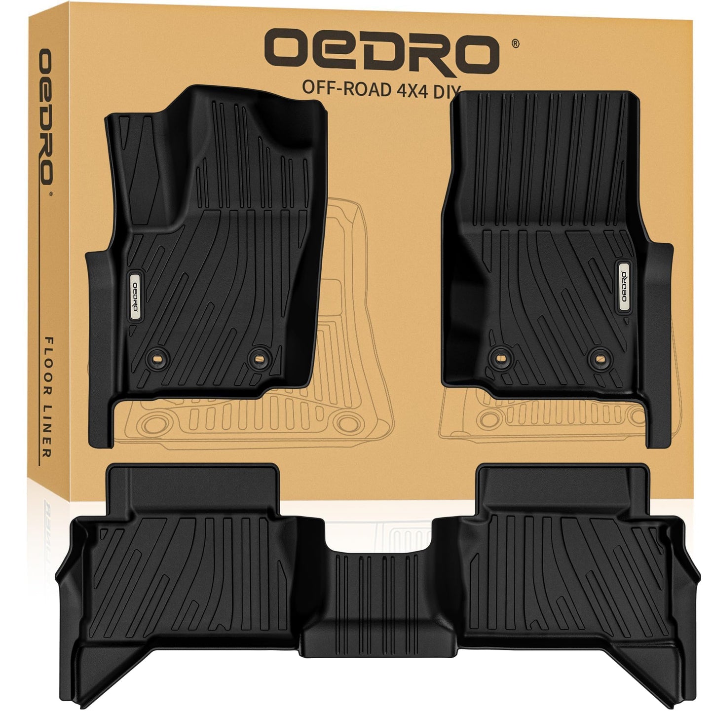 OEDRO Floor Mats Fit for Toyota Camry 2011-2007, Custom Fit Front & 2nd Row Floor Liner Set, TPE All Weather Protection Camry Car Mats, Black