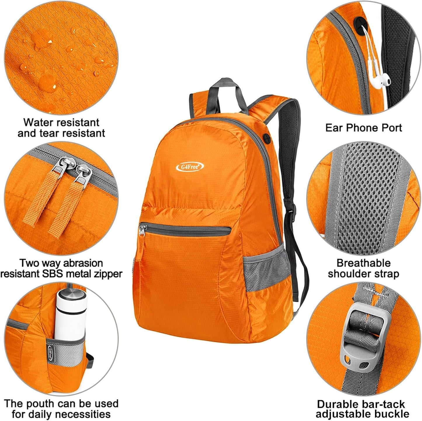 G4Free 20L Lightweight Packable Backpack Foldable Travel Hiking Daypack for Men and Women