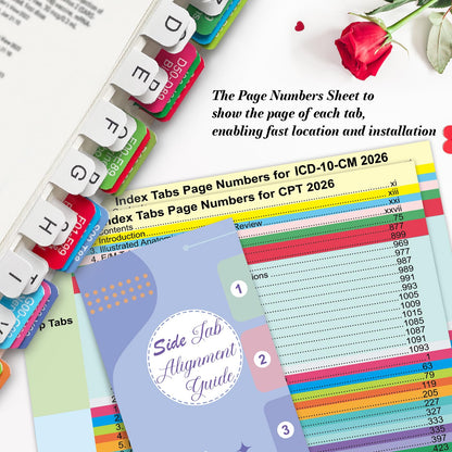 Index Tabs for CPT, AAPC Version ICD-10-CM, HCPCS Level II & ICD-10-PCS 2026, 4 Set Bundles Set (Book not Included), Color-Coded with Code Ranges, Laminated & Waterproof & Repositionable