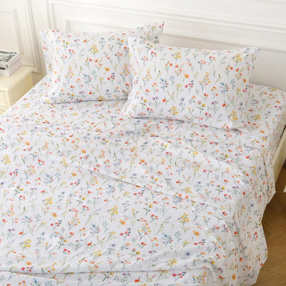 Viviland Floral Queen Sheet Set - A Cozy Addition to Your Bedroom