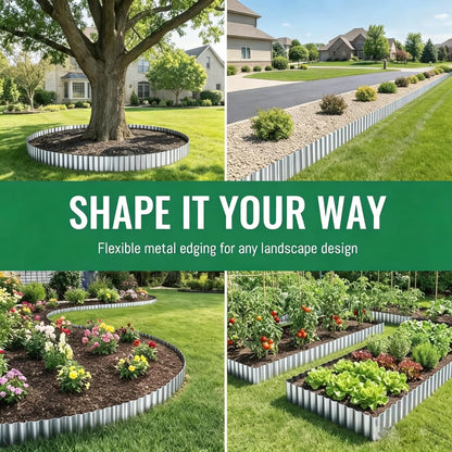2-Inch x 66 FT Landscape Edging Border with 100 Spikes, No Dig Garden Border Edging Kit, Plastic Edging Border Flexible for Garden Flower Beds Lawn Yard Paver Pathway (Black)