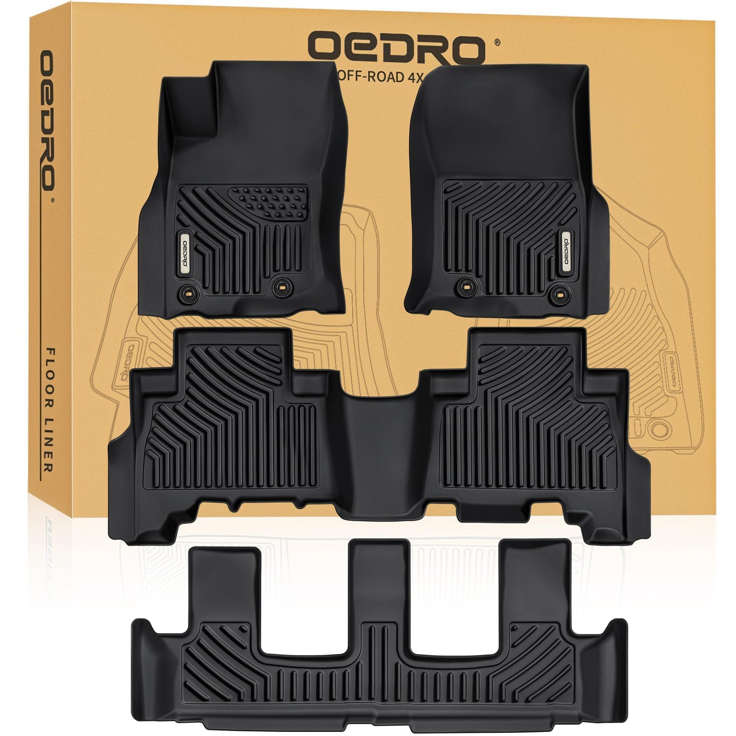 OEDRO Floor Mats Fit for Toyota Camry 2011-2007, Custom Fit Front & 2nd Row Floor Liner Set, TPE All Weather Protection Camry Car Mats, Black