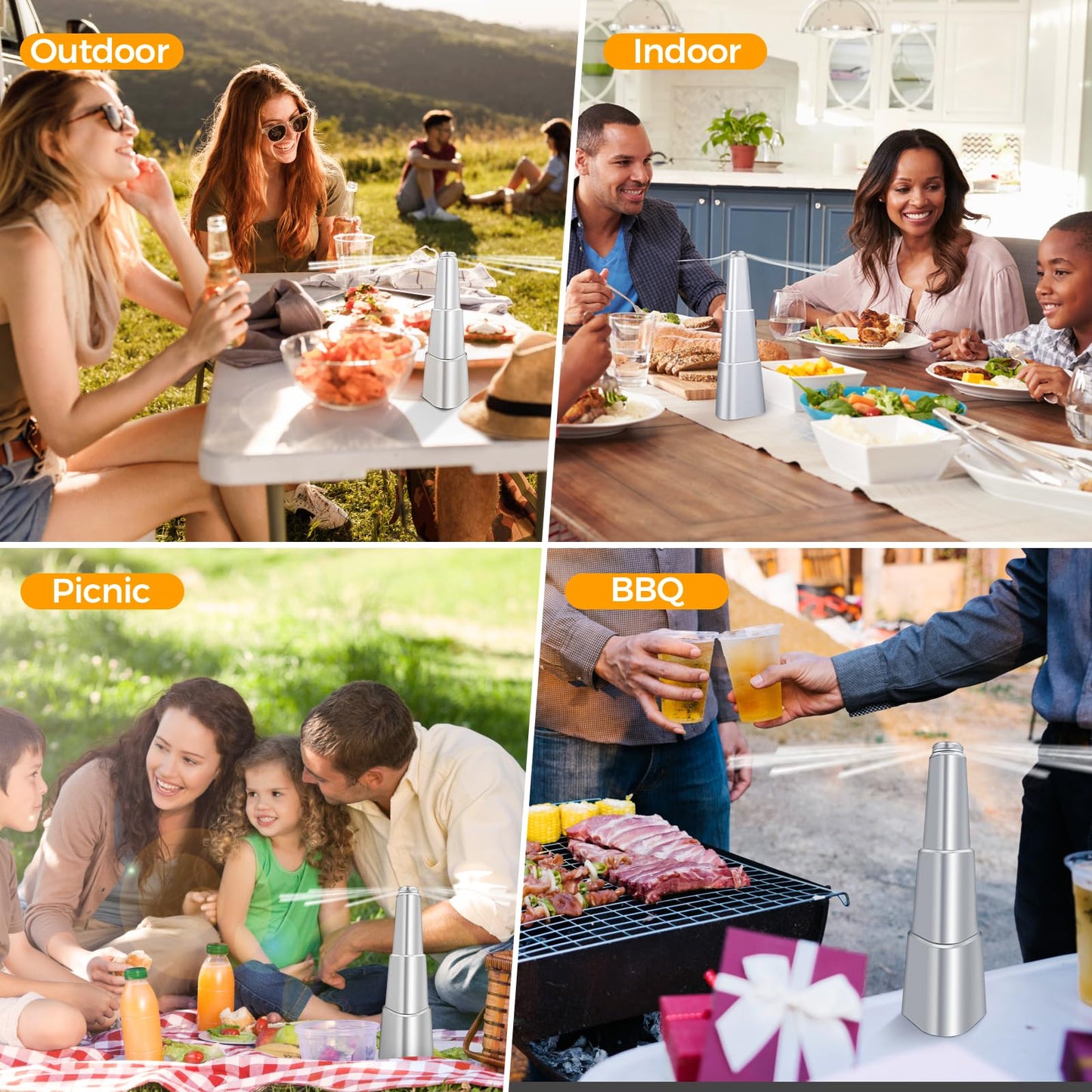 Fly Fans for Tables, Fly Repellent Fan Indoor Outdoor with Holographic Blades, Batteries Powered for Picnic, Party, Restaurant, Kitchen, and BBQ,4 Pack