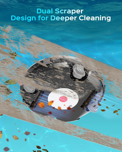 (2026 Upgrade) Cordless Pool Vacuum for Above Ground Pool, Automatic Pool Cleaner Robot Cleaning Up to 660 sq.ft, Dual-Layer Filtration, 90 Mins Runtime, Self-Parking, with Hook (Light Tinted Black)