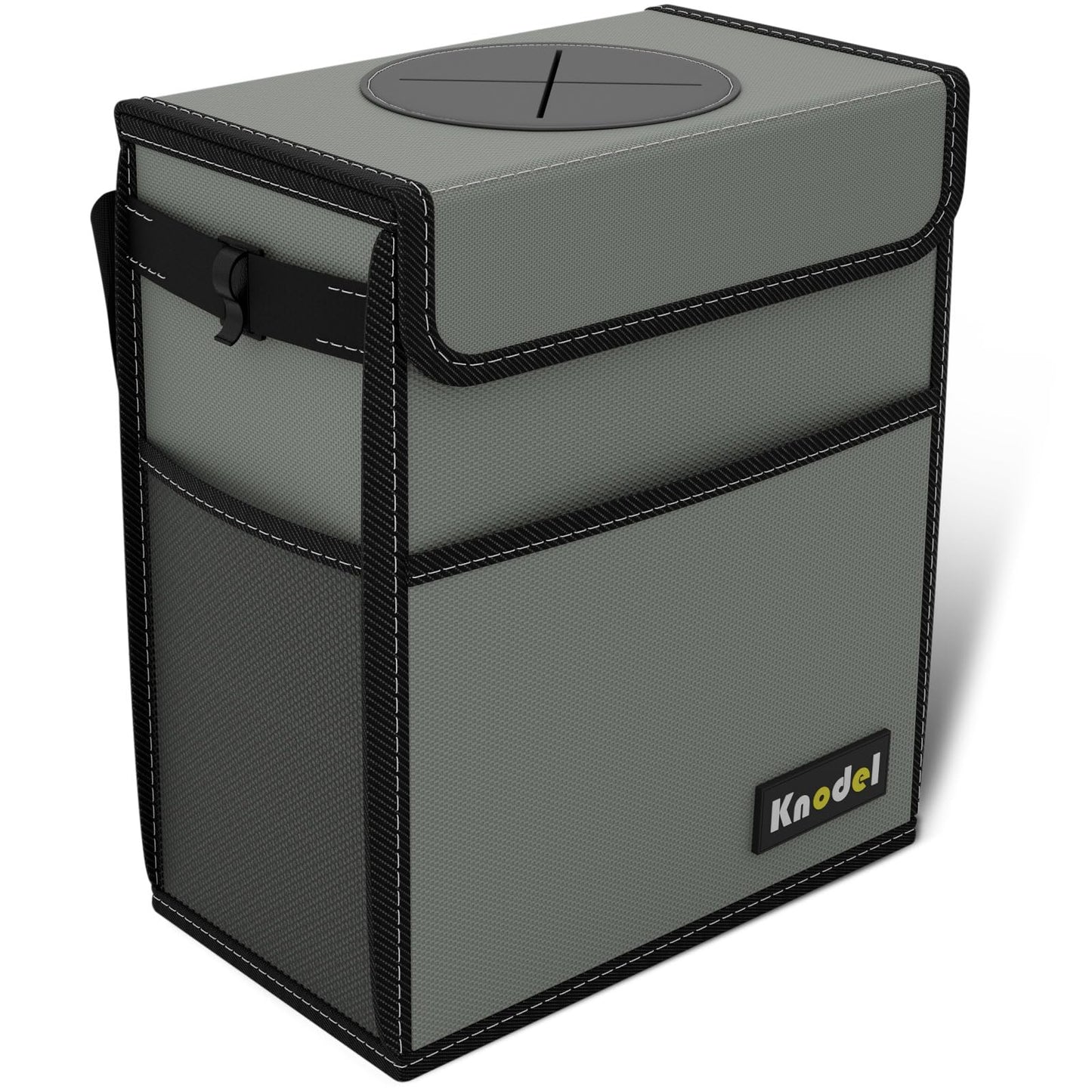 K KNODEL Car Trash Can, Waterproof Auto Garbage Can, Car Trash Can with Lid, Leak-Proof Car Storage Bag, Car Bin Hanging (Medium, Black)