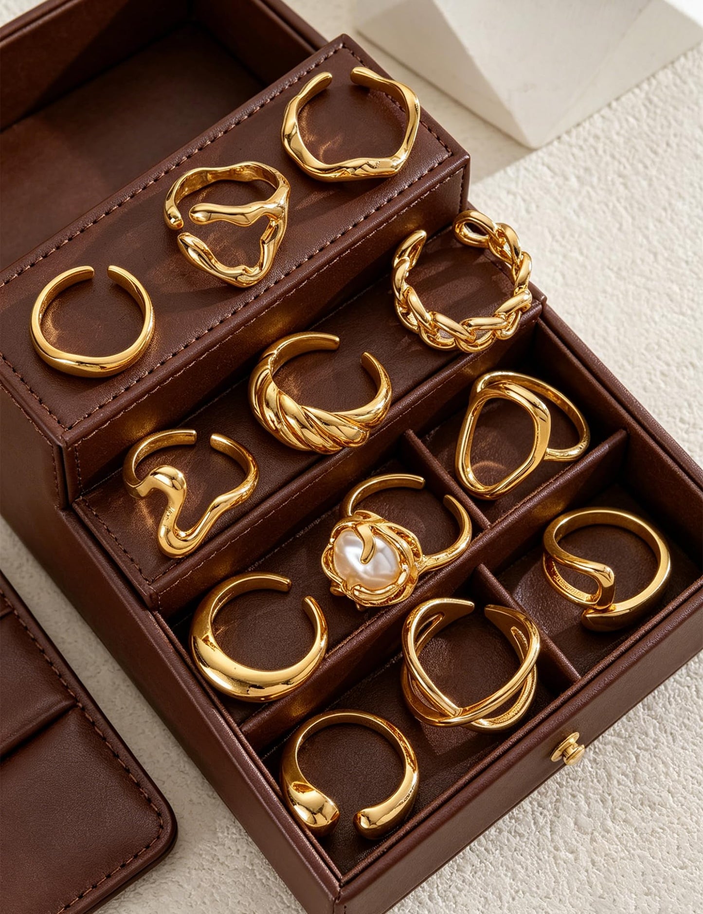 YEEZII Chunky Gold Rings for Women Non Tarnish, 18K Gold Plated Stackable Thumb Ring, Statement Women Rings Set