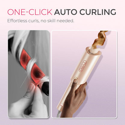 TYMO CURLPRO Automatic Rotating Curling Iron - Beach Waves Curling Wand, Portable Hair Curler, 500 Million Ionic, Dual Voltage & Lightweight for Travel, Ceramic Coating, Metallic Gray 1 inch