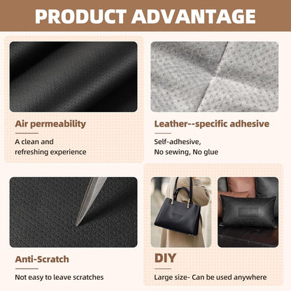 Lederreparatur-Set, 43x200 cm selbstklebender Lederflicken wasserdicht, DIY große Vinyl-Flicken für Sofas, Möbel, Küchenschränke, Wände (Schwarz, 43x200 cm)