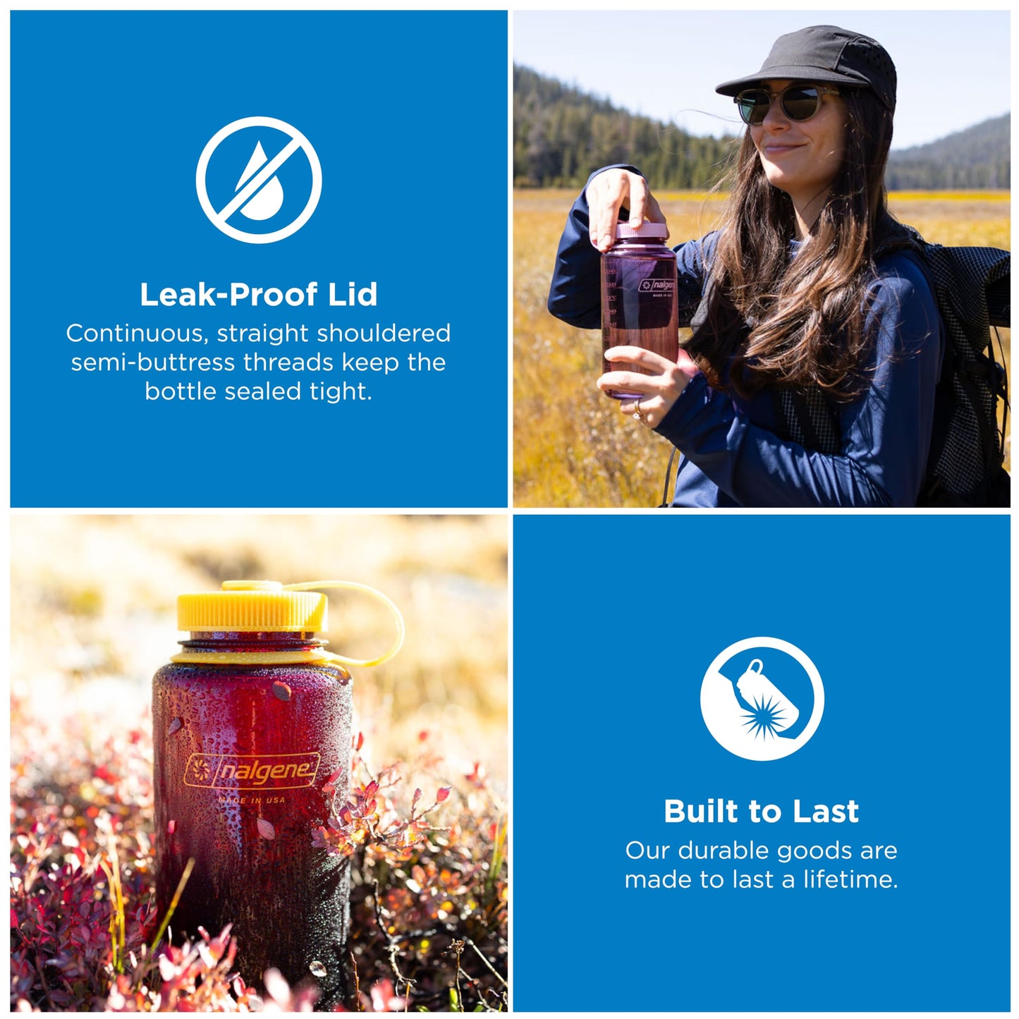 Nalgene 32 oz Wide Mouth Water Bottle | BPA-Free, Durable & Leak Proof, Lightweight Bottle for Hiking & Gym, Work & Travel