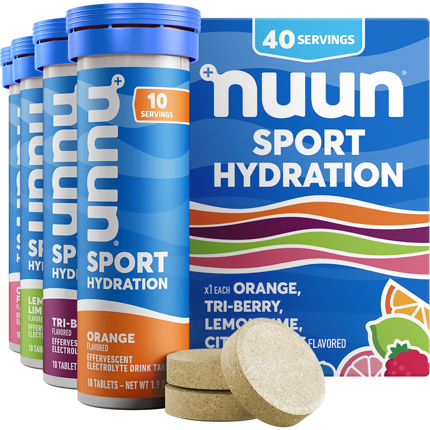 Nuun Sport Electrolyte Tablets with Magnesium, Calcium, Potassium, Chloride & Sodium, Gluten Free & Vegan, Mixed Flavors, 48 Pack (40 Servings Total)