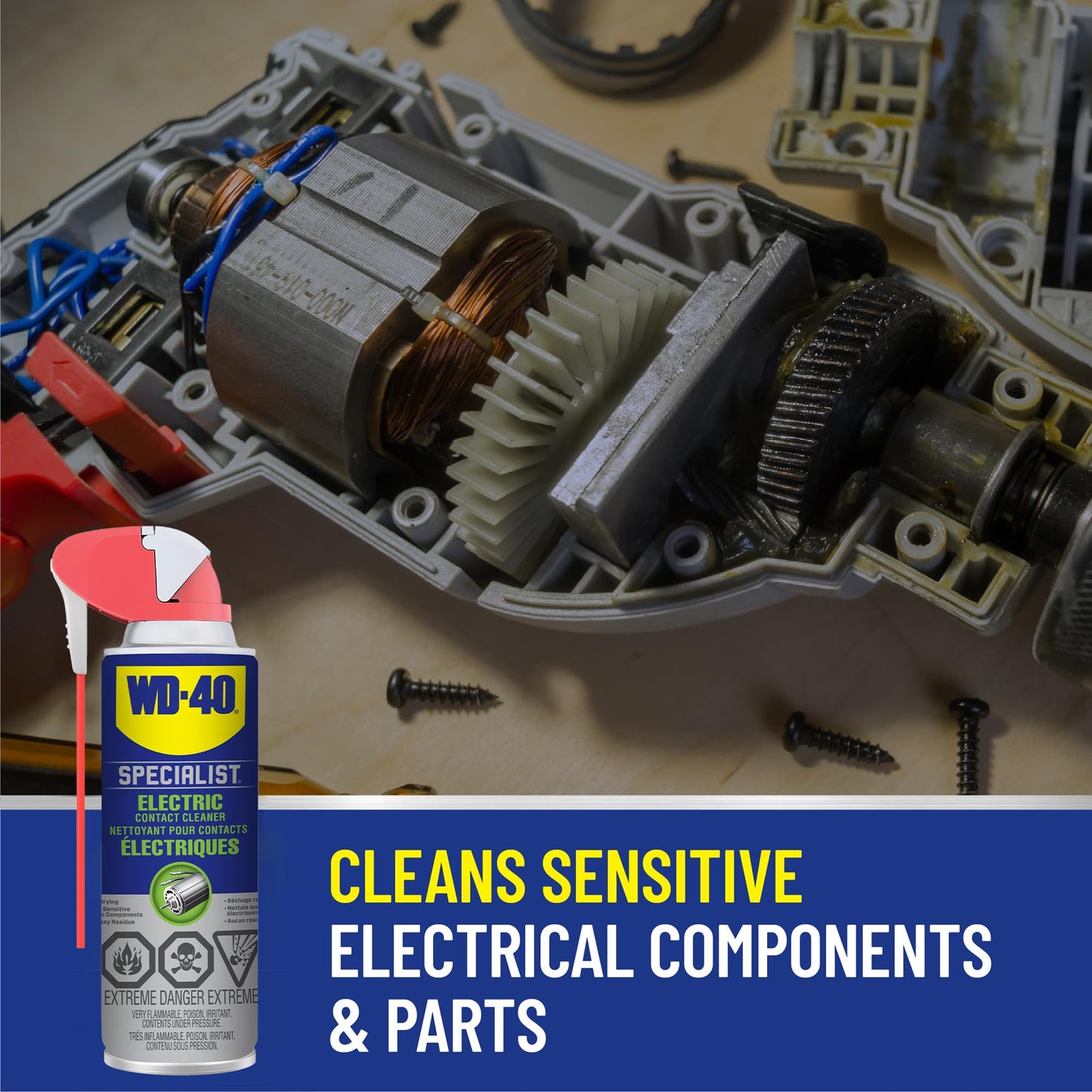 WD-40 Specialist Kontaktspray mit Smart Straw, entfernt Öl, Schmutz, Flussmittelrückstände und Kondenswasser von Elektronik, schnell trocknende Formel in Industriestärke, 155 g, Einzeldose