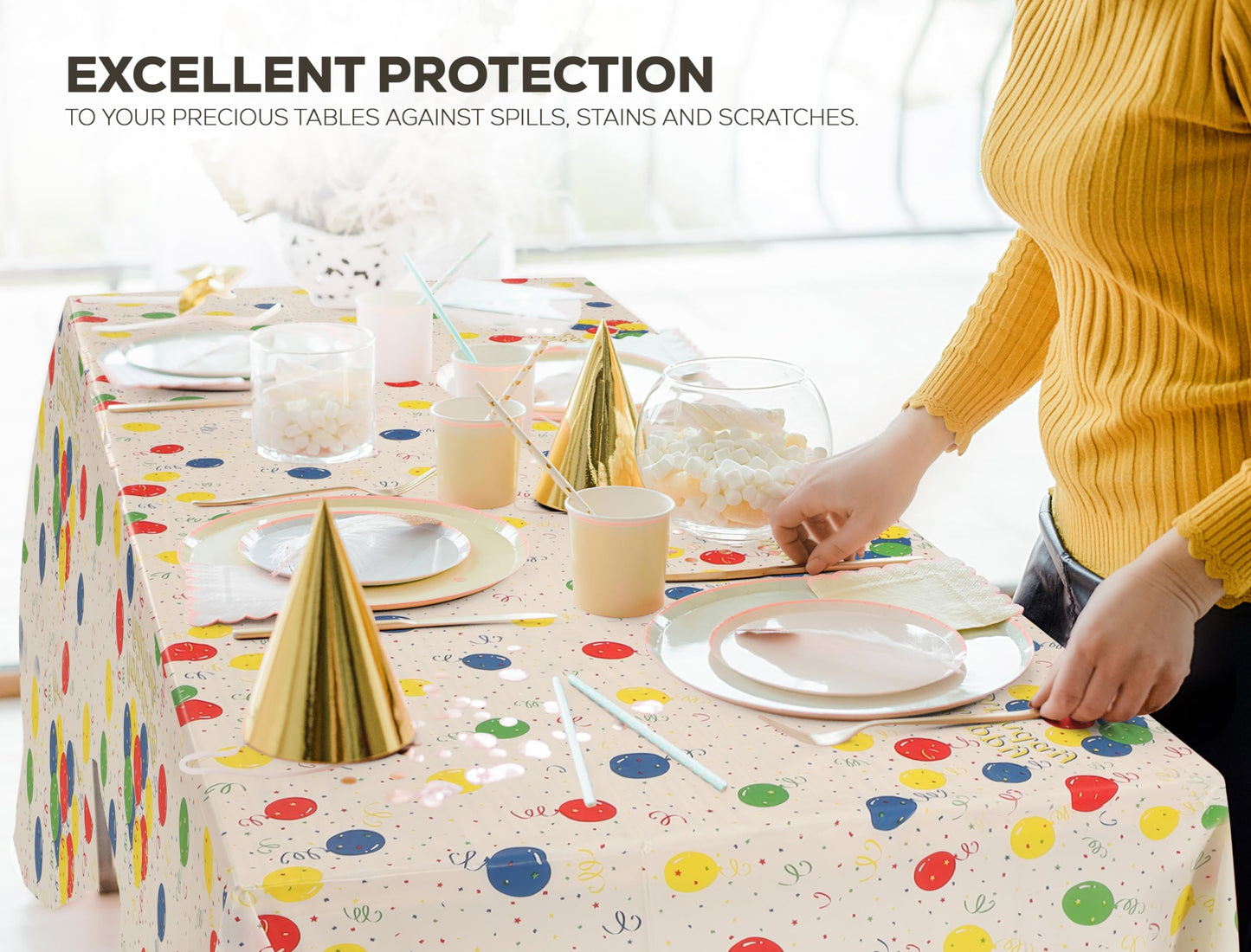 Utopia Kitchen Einweg-Tischdecke aus Kunststoff (12er Pack – 137x274 cm) Weiß Rechteckige Tischdecke Wasserdicht Schmutzabweisend Party-Tischdecke