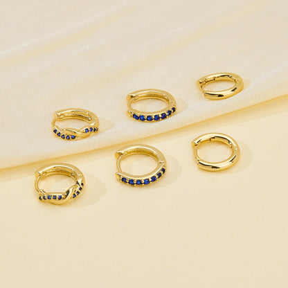 Inerney 14K Gold Plated Huggie Hoop Earrings for Women, Small Sterling Silver Earring Set Hypoallergenic Cartilage Helix Stacks, Mini Dainty Cute Trendy Birthstone Jewelry Gift for Multiple Piercings