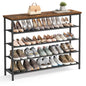 VASAGLE Shoe Rack, 4-Tier Shoe Storage Organizer for Entryway and Closet, Holds 9-12 Pairs of Shoes, 3 Fabric Shelves, Steel Frame, Industrial, Rustic Brown and Black ULBS035B01