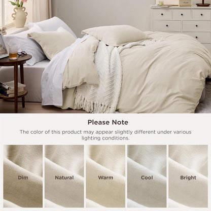Funda nórdica blanca Bedsure, tamaño Queen, 3 piezas, aspecto de algodón prelavado, juego de cama extrasuave, incluye 1 funda nórdica de 228 x 228 cm con cierre de cremallera y 2 fundas de almohada, edredón no incluido