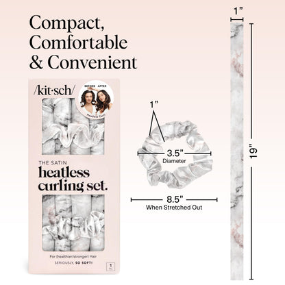 Kitsch Satin Heatless Lockenwickler Set – Hitzefreie Locken über Nacht mit 34" Haarwickler & 2 Satin Scrunchies – Bequeme Haarwickler zum Schlafen für frizzfreies, hitzefreies Styling – Sunset Tie Dye