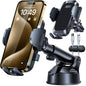 2026 Ultimate Best【True Military-Grade & Safety Cert】Car Phone Holder HTU【Upgraded 360 Rotation & 100+LBS Strongest Suction】5-in-1 Truck Windshield Dashboard Vent Mount Stand for iPhone Android, Black