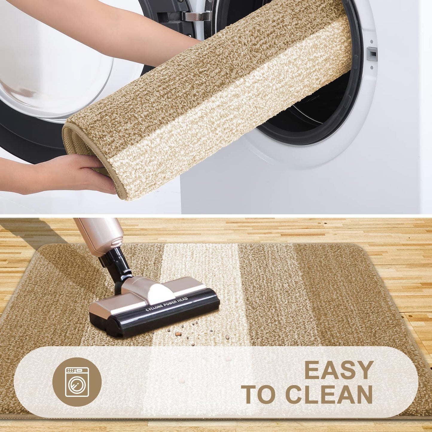 Grandaily Fußmatte für Innenbereich, 50 x 80 cm, rutschfest, Schmutzfänger, saugfähig, für die Haustür, waschbar, gestreift, für den Innenbereich, flach, Willkommensmatte, Eingangsmatte, Grau