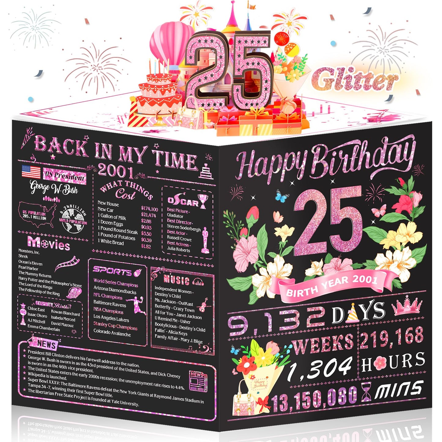 21st Birthday Card,3D Pop Up Funny 21st Birthday Decorations for Girls Granddaughter Sister,Happy 21 Year Old Birthday Gift for Daughter,Great 21Year Old Gifts Idea for Her,Jumbo Rose Glod In 2005