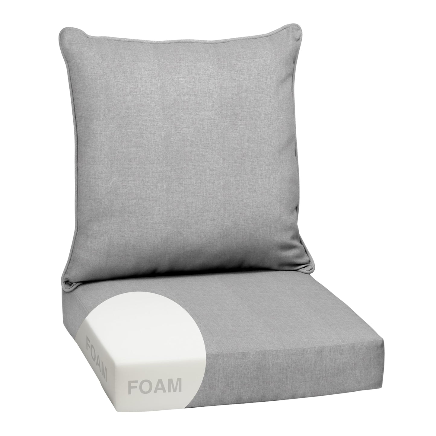 Arden Outdoor Foam Deep Seat Cushions Set, 24x24, Premium High-Density Foam, Never Flattens, Weather-Proof for Patio Chair Sofa Couch, Blue Shibori Stripe