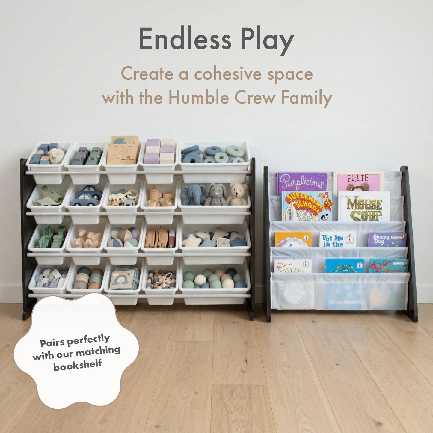 Humble Crew Toy Storage Organizer with 20 Removable Storage Bins for Kids Playroom, 4-Tier Toddler Toy Organization and Storage, Natural/White