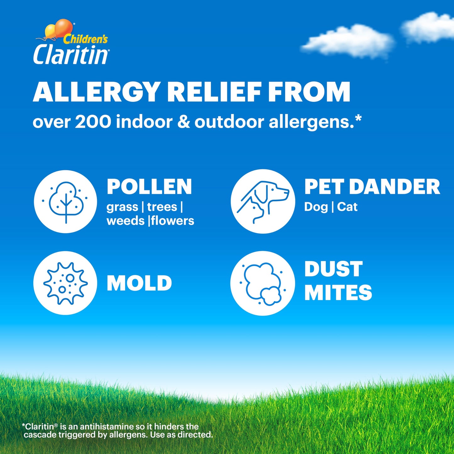 Claritin Children's Allergy Medicine, 24-Hour Non-Drowsy Loratadine 5mg Chewable Tablet, Antihistamine for Kids Ages 2 Years and Older, Grape & Bubble Gum Flavors, 40 Tablets, (Pack of 2)