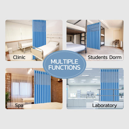 Inherent Flame Retardant Hospital Curtain Room Divider with Flat Hooks Cubicle Divider Privacy Medical Curtain for Hospital, Medical Clinic, Lab(1 Panel, 5x8FT,Grey)