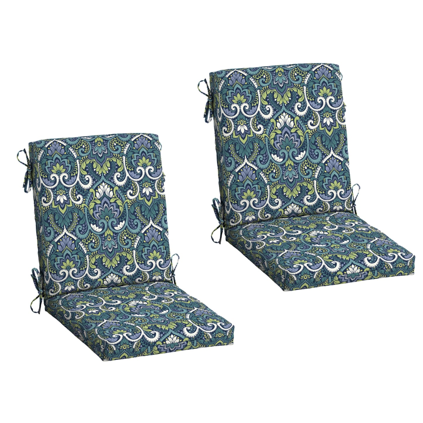 Arden 2-Pack Outdoor Patio Dining Chair Cushion, 20x44, Rain-Proof Seat Pad, Fade-Resistant Outdoor Cushion Black Cabana Stripe