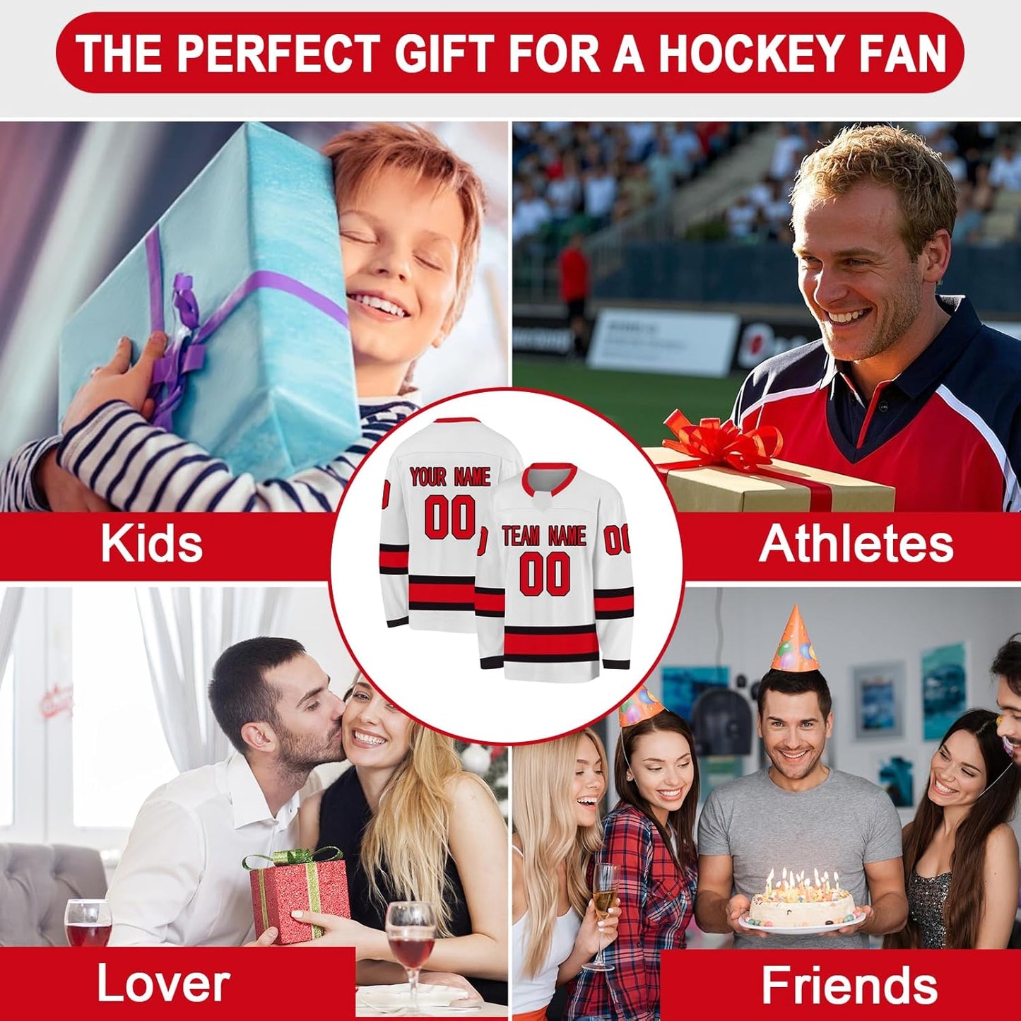 Benutzerdefiniertes Hockeytrikot für Herren, Jugendliche und Kinder – personalisiertes Eishockey-Trainings-Trikot mit eigenem Namen, Nummer und Teamlogo
