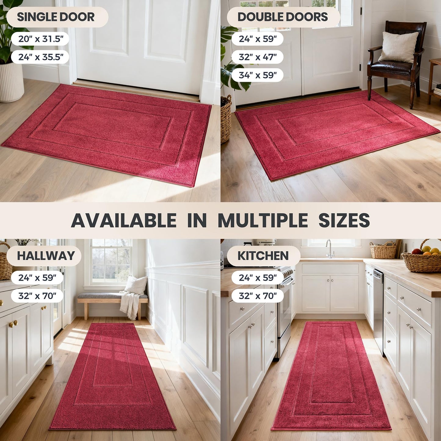 PURRUGS Dirt Trapping Door Mat 32" x 70", Non-Slip/Skid Machine Washable Entryway Rug, Dog Doormat, Super Absorbent Welcome Mat for Muddy Wet Shoes and Paws, Grayish Brown