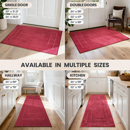 PURRUGS Dirt Trapping Door Mat 32" x 70", Non-Slip/Skid Machine Washable Entryway Rug, Dog Doormat, Super Absorbent Welcome Mat for Muddy Wet Shoes and Paws, Grayish Brown