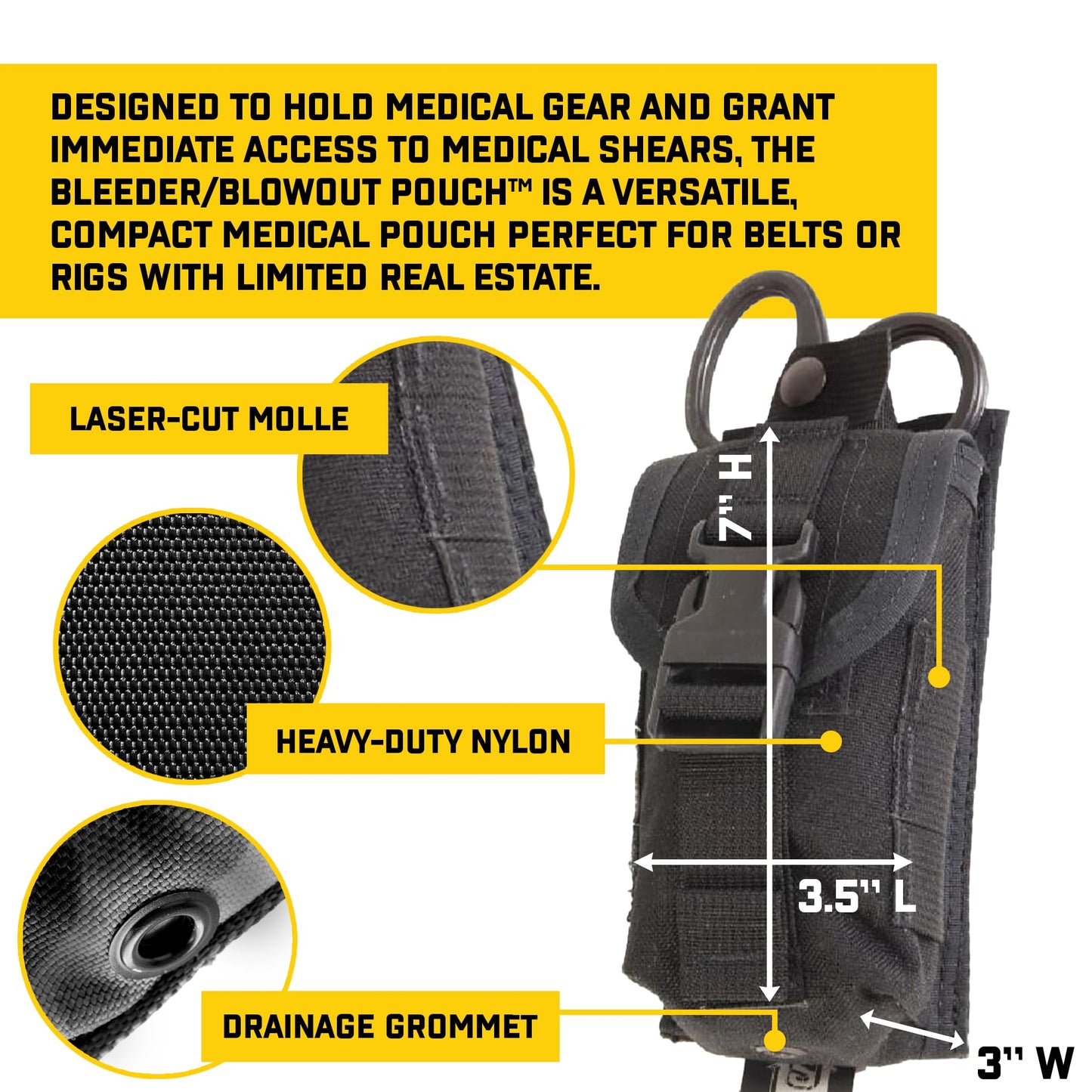 High Speed Gear - Bleeder/Blowout Pouch, Police Gear & Military Gear, Medical MOLLE Pouch for Professionals