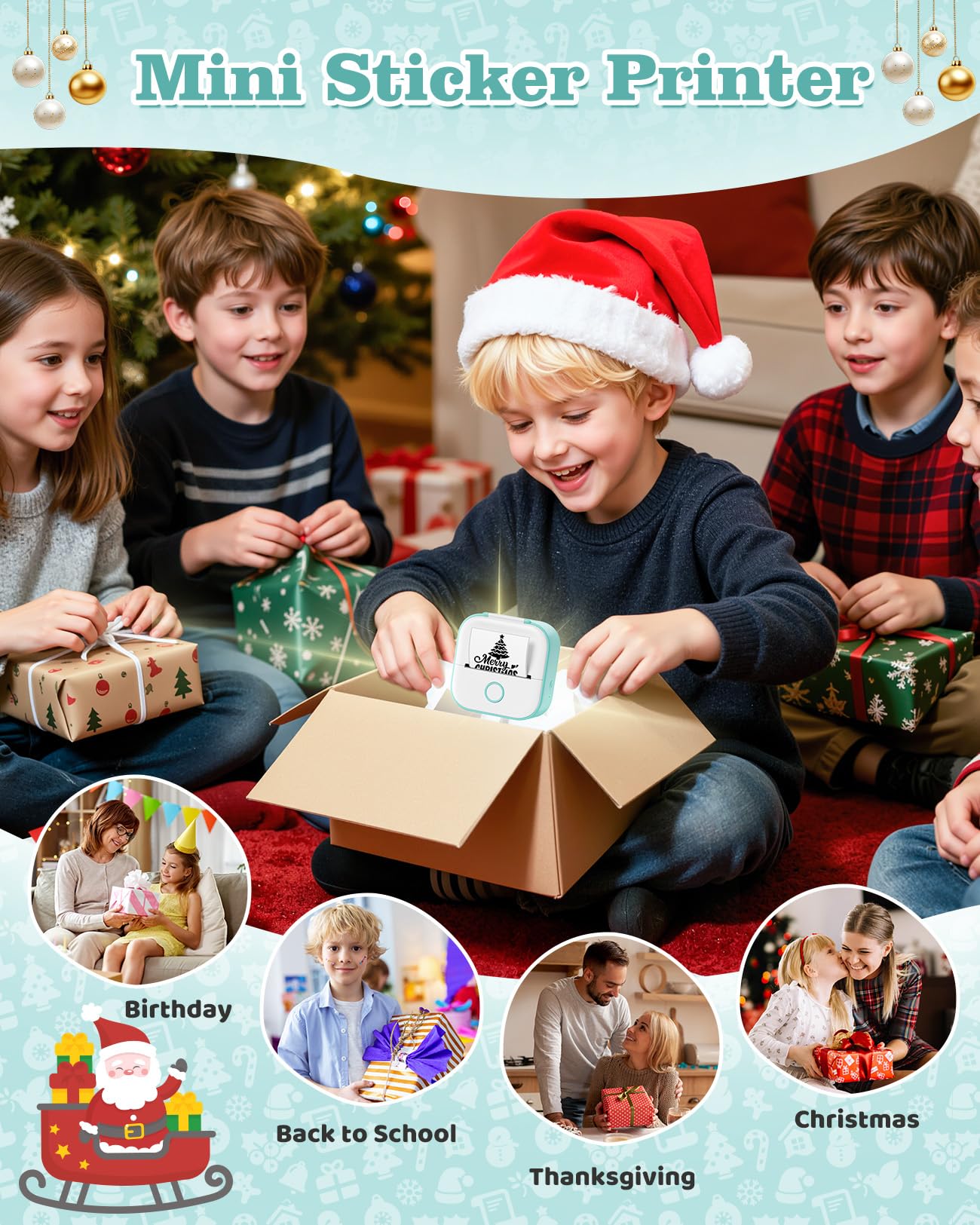 Memoking Mini-Drucker - T02 Aufkleberdrucker, Druckkapsel, tragbarer thermischer tintenloser Aufkleberhersteller, Bluetooth-Taschen-Minifotodrucker, Sofortdruck, Smart AI APP, für Studentenstudiennotizen, Tagebuch, Heimwerker, Geschenk