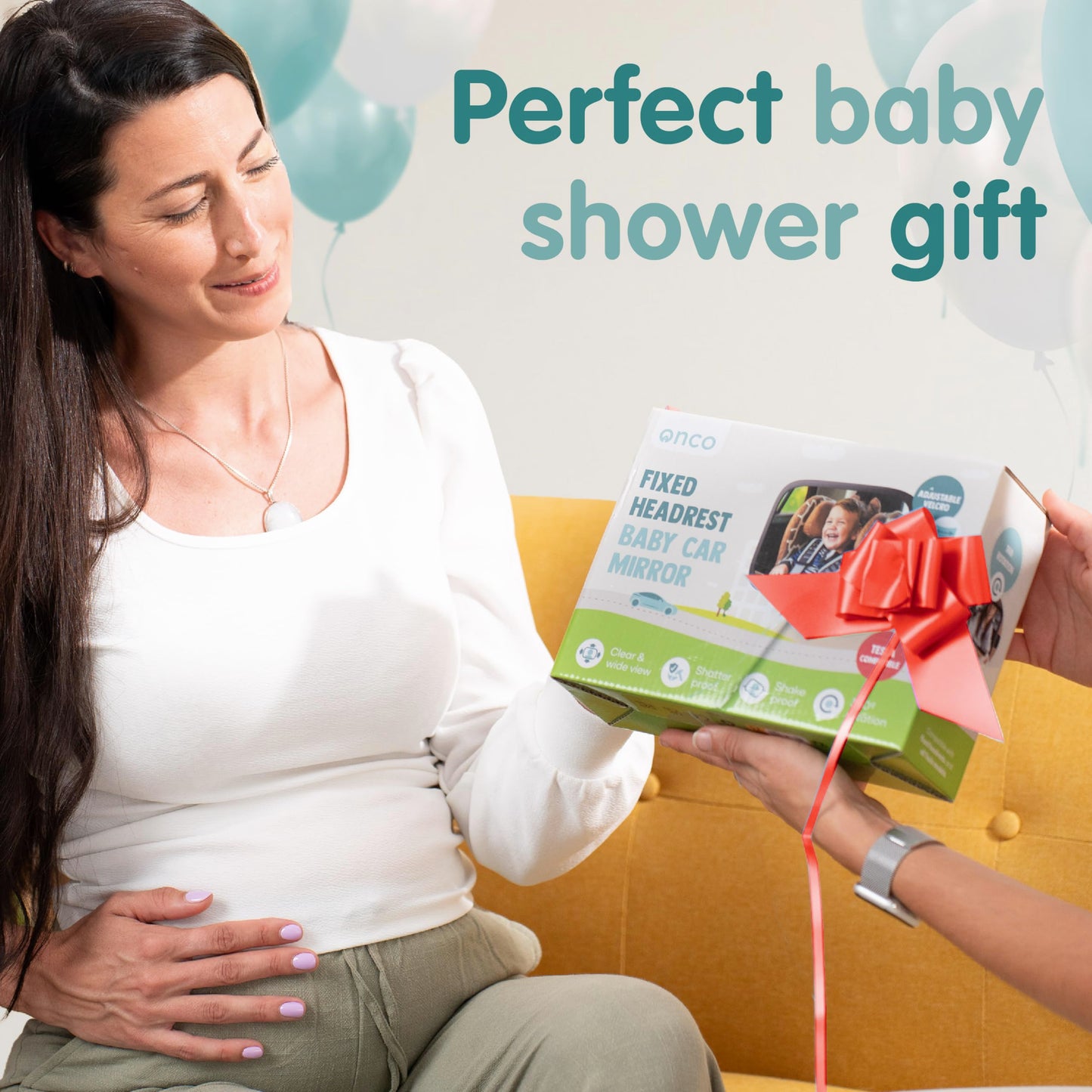Onco Baby-Autospiegel für nach hinten gerichtete Kindersitze (2 Stück) – 100 % bruchsicher & rüttelfest, preisgekrönter konvexer Autospiegel für Babys mit 360°-Drehung, Neugeborenen-Essentials (24,4 x 17,5 cm)