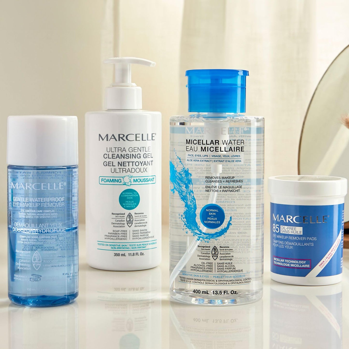 Marcelle Sanfte Augen Make-up Entferner Pads, Sensible Augen, Wasserfestes Make-up Entfernen, Hypoallergen, Parfümfrei, Parabenfrei, Alkoholfrei, Tierversuchsfrei, 85 Pads