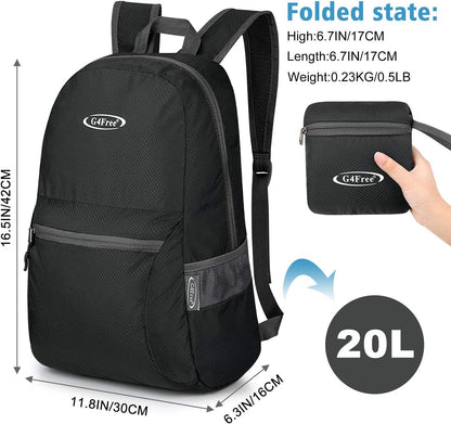 G4Free 20L Lightweight Packable Backpack Foldable Travel Hiking Daypack for Men and Women